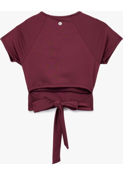Slim Fit Kısa Kollu Bağlama Detaylı Crop Spor Tişört fiyatları