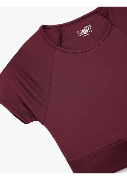 Slim Fit Kısa Kollu Bağlama Detaylı Crop Spor Tişört modelleri