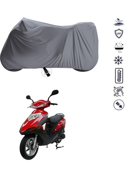 | Mondial 125 Rr Bağlantı Tokalı Uyumlu Solarblock Prime Uyumlu Motosiklet Brandası | Su Geçirmez, %99 UV, Yansıtıcı Gümüş Üst, 360° Lastikli, Taşıma Çantalı