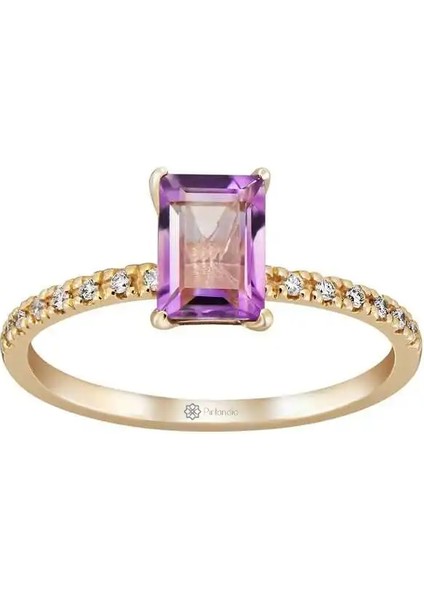 1,00 Karat Pırlanta Ametist Yüzük