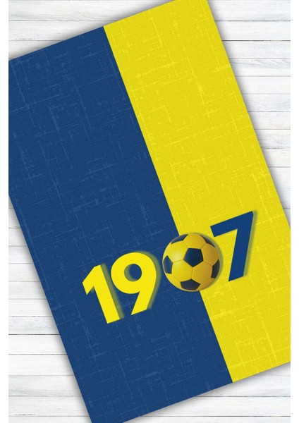 1907 Sarı Lacivert Halı Dijital Baskılı Dokuma Kaymaz Tabanlı Yıkanabilir Futbol Taraftar Halısı Genç Odası Fenerbahçe Halısı modelleri