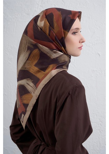 Geometrik Desenli Saf Ipek Twill Eşarp 9413D 35 modelleri