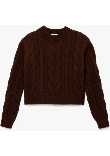 Uzun Kollu Bisiklet Yaka Saç Örgülü Triko Kazak modelleri