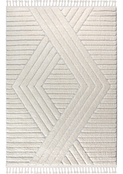 Mılan Krem Yumuşak Bukleli ve Havlı Iskandinav Makine Dokuma Halı Oturma Odası Salon Mutfak Antre