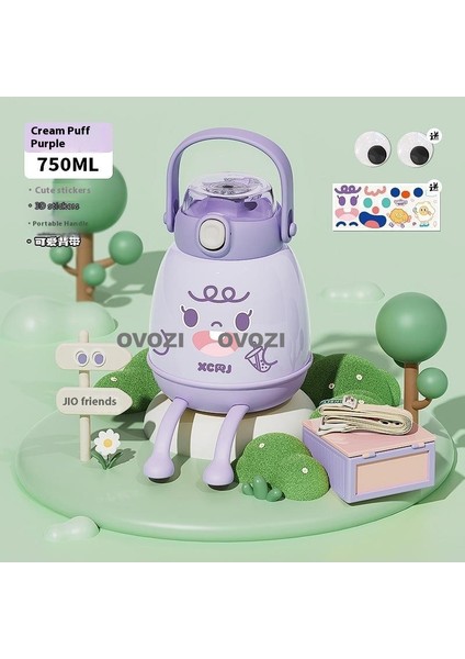 750ML Karikatür Yüksek Değerli Kupa 304 Paslanmaz Çelik Yalıtımlı Kupa, Temizleme Seti ile (Yurt Dışından)