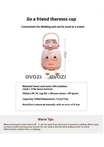 750ML Karikatür Yüksek Değerli Kupa 304 Paslanmaz Çelik Yalıtımlı Kupa, Temizleme Seti ile (Yurt Dışından) fırsatları