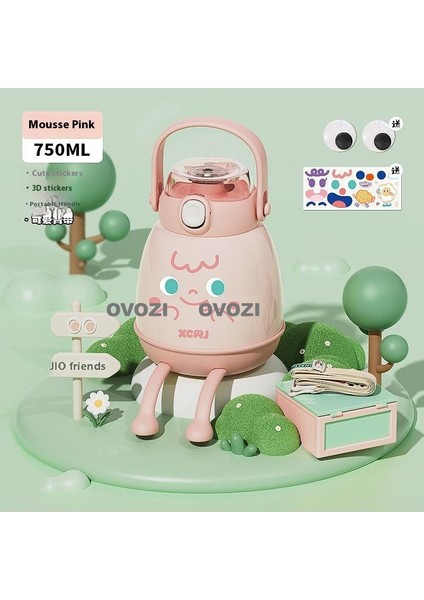 750ML Karikatür Yüksek Değerli Kupa 304 Paslanmaz Çelik Yalıtımlı Kupa, Temizleme Seti ile (Yurt Dışından)