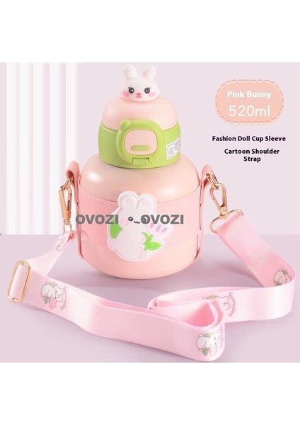 520ML Karikatür 316 Paslanmaz Çelik Öğrenci Çocuk Yalıtımlı Pipetli Dak (Yurt Dışından)