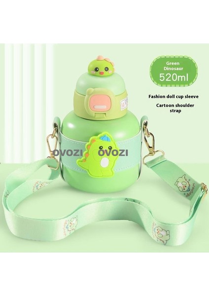 520ML Karikatür 316 Paslanmaz Çelik Öğrenci Çocuk Yalıtımlı Pipetli Dak (Yurt Dışından)