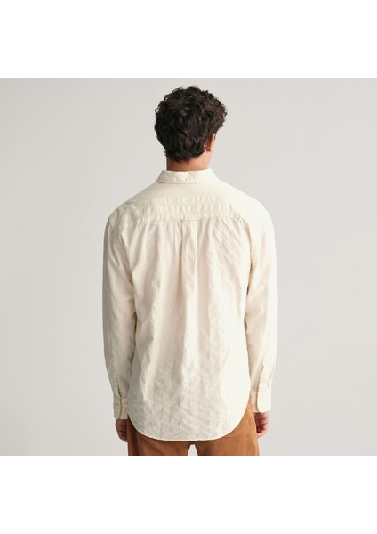 Erkek Bej Relaxed Fit Düğmeli Yaka Çizgili Gömlek fiyatları