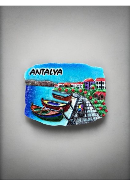 Antalya Temalı Kabartmalı Polyester Magnet 7cm x 5cm Mavi