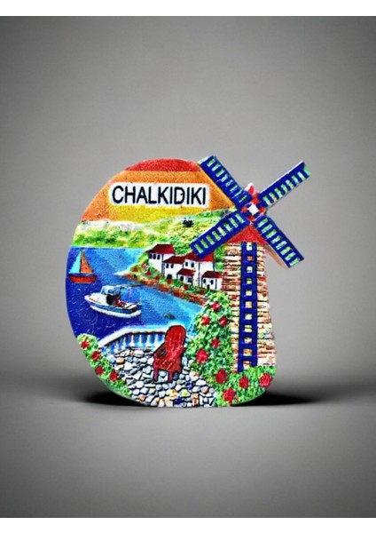 Chalkıdıkı Temalı Kabartmalı Polyester Magnet Buzdolabı Süsü 6,5cm x 6,5cm Turuncu