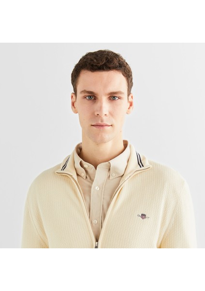 Erkek Krem Regular Fit Fermuarlı Hırka fırsatları