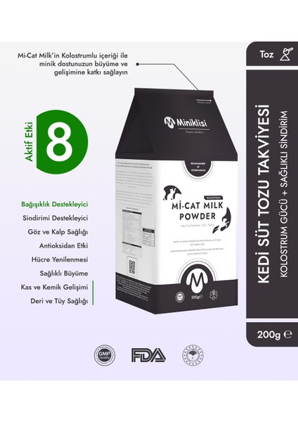 Kedi Süt Tozu Kolostrumlu 200 GR ”Mi-Cat Milk Powder”