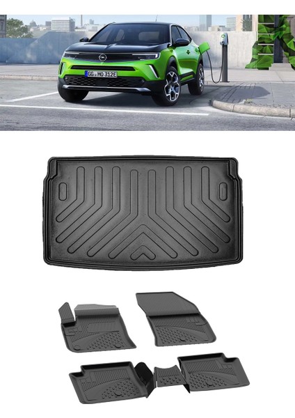 Opel Mokka Elektrikli 2021 ve Sonrası 4.5d Paspas 3D Rizline Üst Bagaj Havuzu Set