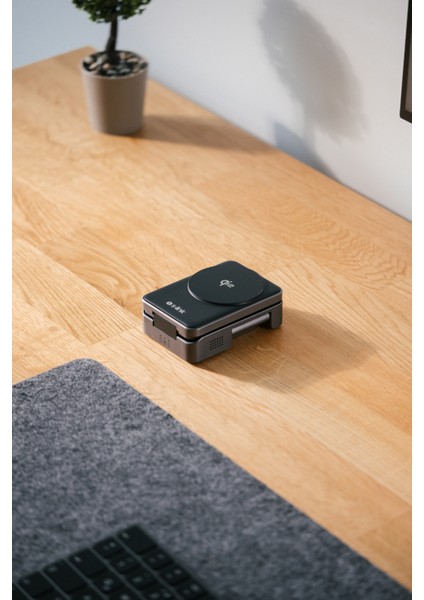 SW-CWF116 Telefon Kulaklık Akıllı Saat 15W 3 In 1 Magsafe Iq2 Kablosuz Şarj Cihazı Siyah