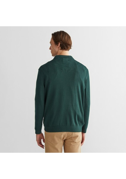 Erkek Yeşil Regular Fit Bisiklet Yaka Kazak fiyatları