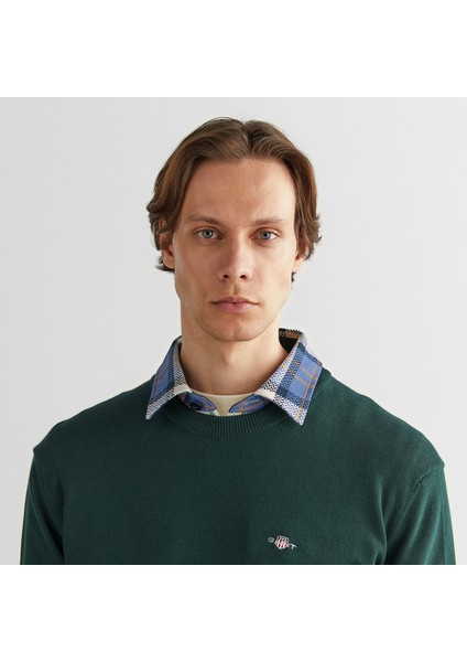 Erkek Yeşil Regular Fit Bisiklet Yaka Kazak fırsatları