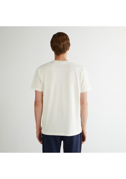 Erkek Krem Regular Fit Bisiklet Yaka Logolu T-Shirt fiyatları