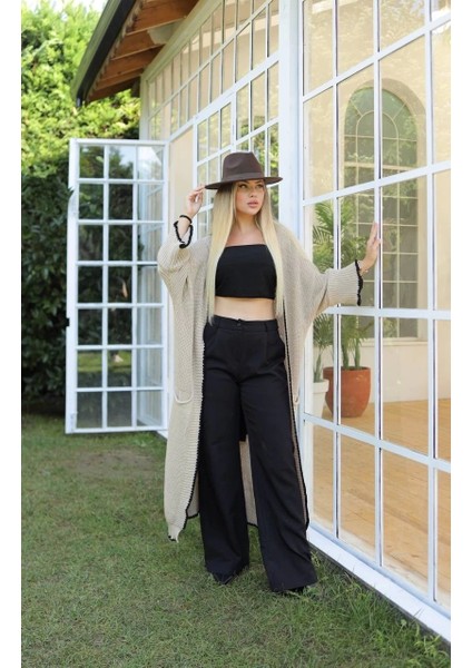 Uzun Hırka Çoban Dikiş Bej