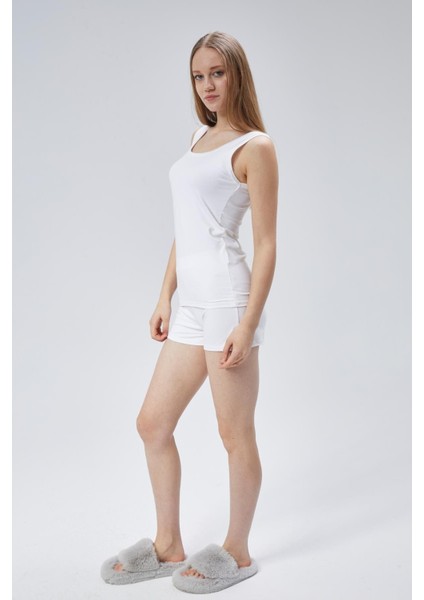 Extra Yumuşak Viskon Şort & Atlet Takım -Ekru modelleri