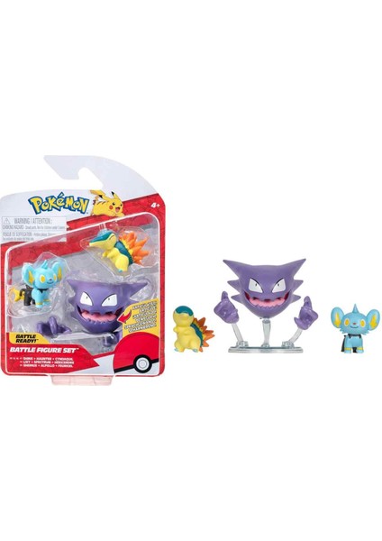 Pokemon Battle Eklemli 3’lü Figür Seti S16 - Shinx-Haunter-Cyndaquil modelleri