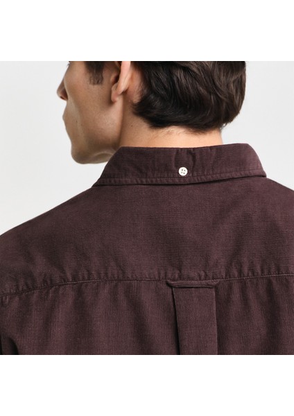 Erkek Kahverengi Relaxed Fit Düğmeli Yaka Gömlek