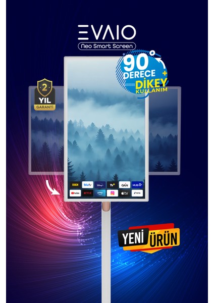 Neo 32 Inç 80 Ekran HDD Full HD Taşınabilir Android Smart LED Ayaklı Ekran
