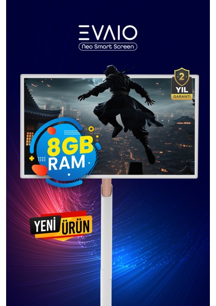 Neo 32 Inç 80 Ekran HDD Full HD Taşınabilir Android Smart LED Ayaklı Ekran