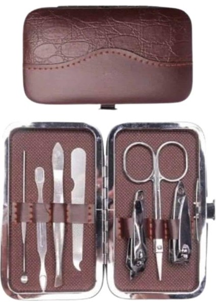 7 Parça Paslanmaz Çelik Manikür ve Pedikür Seti Çantalı Profesyonel