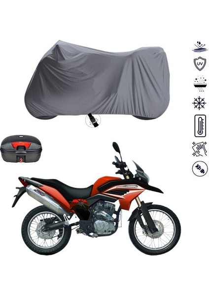 | Kadırga Kd 250GY Bağlantı Tokalı Uyumlu Solarblock Prime Uyumlu Motosiklet Brandası | Su Geçirmez, %99 UV, Yansıtıcı Gümüş Üst, 360° Lastikli, Taşıma Çantalı