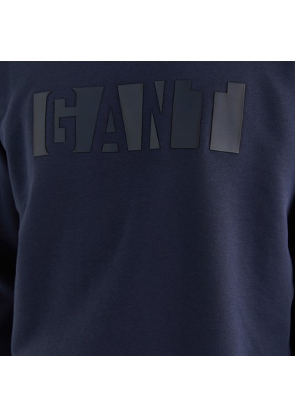 Erkek Lacivert Relaxed Fit Bisiklet Yaka Logolu Sweatshirt indirimleri