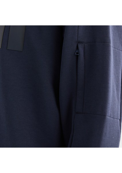 Erkek Lacivert Relaxed Fit Bisiklet Yaka Logolu Sweatshirt