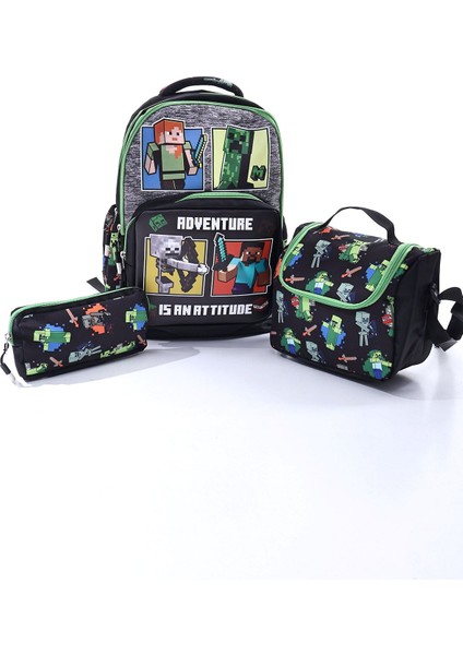 Adventure Is An Attıtude Temalı Çocuk Okul Çanta Seti (Sırt Çantası - Beslenme Çantası - Kalemlik)