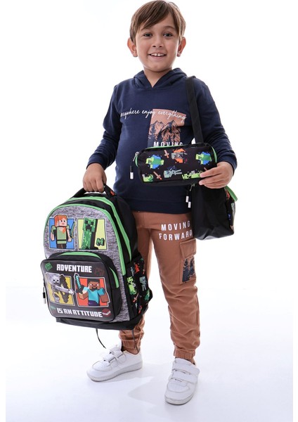 Adventure Is An Attıtude Temalı Çocuk Okul Çanta Seti (Sırt Çantası - Beslenme Çantası - Kalemlik) modelleri