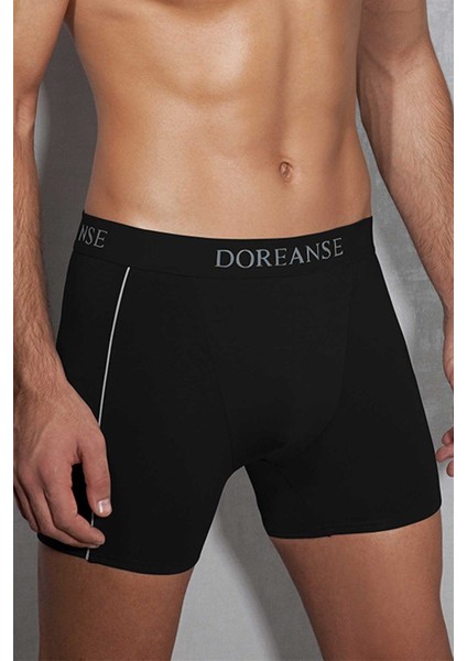 1780 ERKEK MODAL ÇİZGİLİ BÜYÜK BEDEN SİYAH BOXER