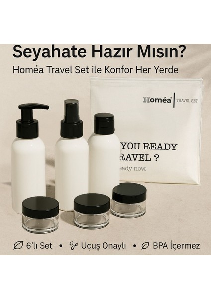 Plastik Seyahat Boy 100ML Beyaz Şişe ve Kavanoz 6’lı Set – Çantalı Seyahat Kiti fırsatları