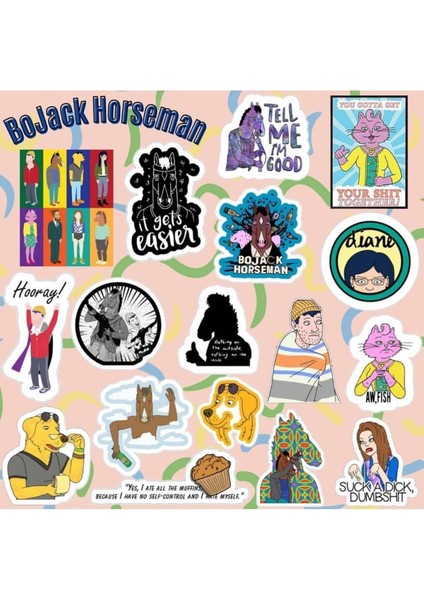 Major Selection Bojack Horseman Sticker Seti | Laptop Notebook Telefon Etiket Journal