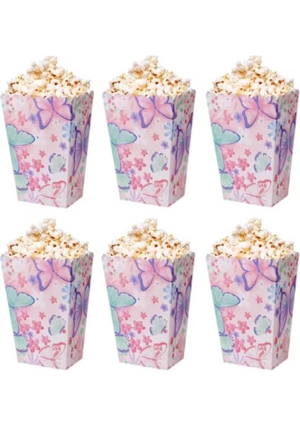 Kelebek Desenli Karton Popcorn Kutusu, 8 Adet, 11.5x8.5x6.5 Cm, Pembe Çiçek Desenli fiyatları