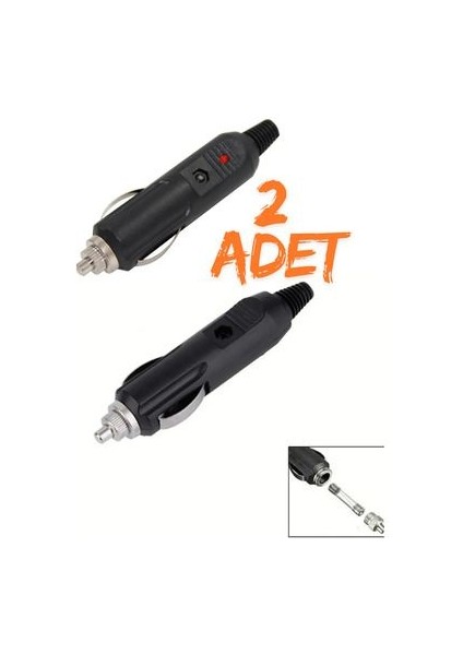 2 Adet LED Işıklı 12 Volt Sigortlalı Seyyar Motorsiklet Otomobil Araç Çakmaklık Fişi Soketi