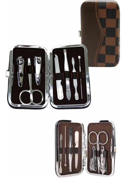 7 Parça Paslanmaz Çelik Manikür ve Pedikür Seti Çantalı Profesyonel modelleri