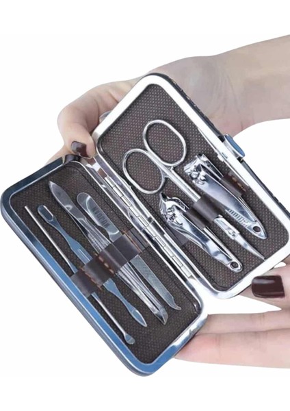 7 Parça Paslanmaz Çelik Manikür ve Pedikür Seti Çantalı Profesyonel indirimleri