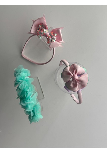 3’lü Fiyonk Detaylı Taç Seti - Çocuklar Için Renkli Saç Aksesuarı indirimleri