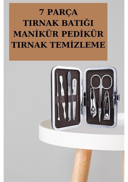 Manikür Pedikür Seti 7 Parça Tırnak Makası Kaş Makası Cımbız Çantalı indirimleri