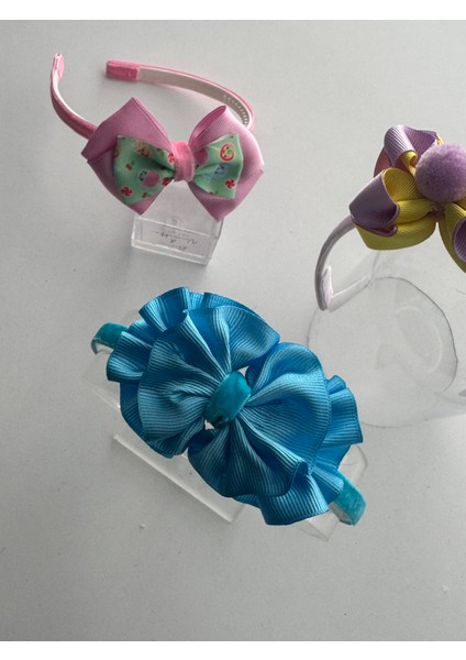 3’lü Fiyonk Detaylı Taç Seti - Çocuklar Için Renkli Saç Aksesuarı fiyatları