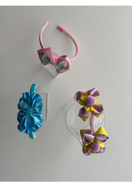 3’lü Fiyonk Detaylı Taç Seti - Çocuklar Için Renkli Saç Aksesuarı fırsatları
