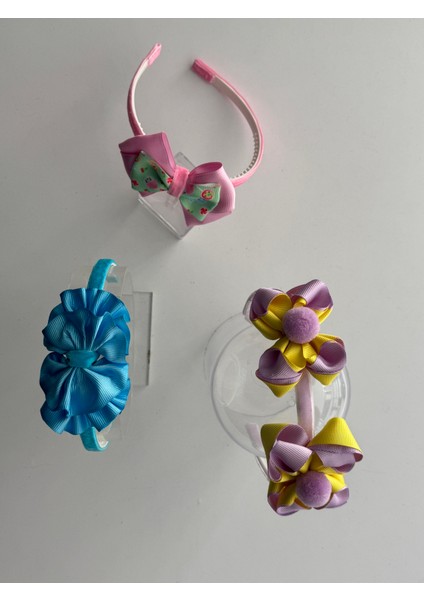 3’lü Fiyonk Detaylı Taç Seti - Çocuklar Için Renkli Saç Aksesuarı indirimleri