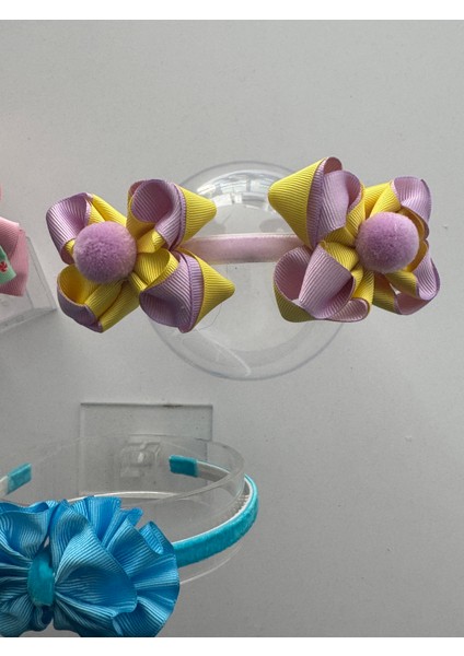 3’lü Fiyonk Detaylı Taç Seti - Çocuklar Için Renkli Saç Aksesuarı