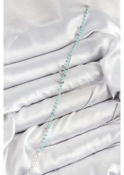 Pirinç Zirkon Taşlı Mavi Boncuklu Model Gümüş Renk Kadın Bileklik fiyatları