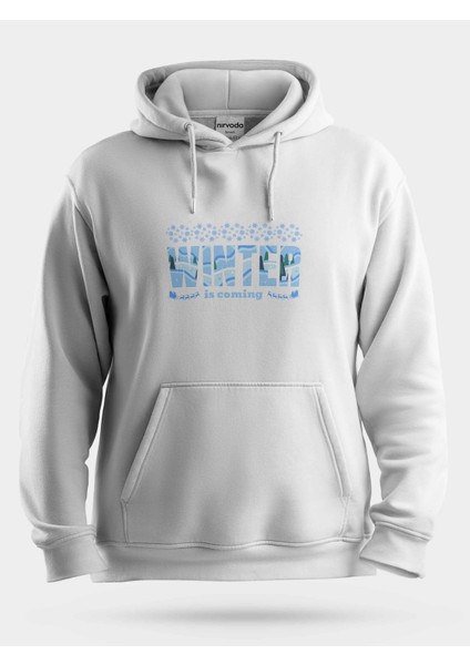 Kar Tanesi Yılbaşı Geyikleri Baskılı Unisex Kapüşonlu Sweatshirt